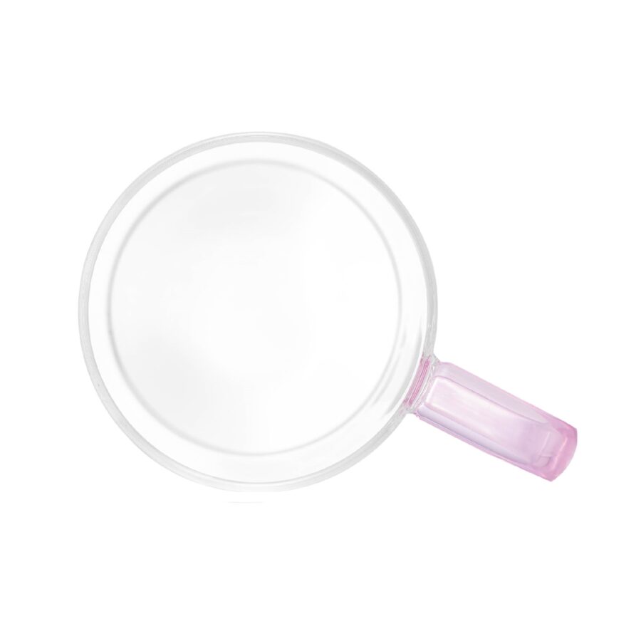 Caneca de vidro com alça rosa - 350ml